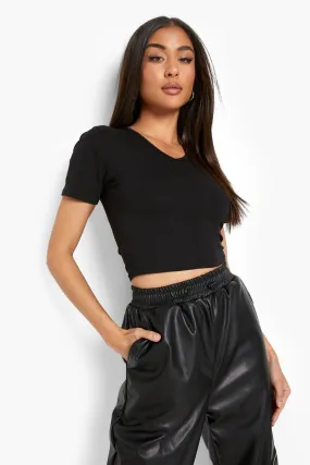 Basic Short Sleeve V Neck Top