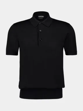 Black Short-Sleeve Cotton Polo Shirt
