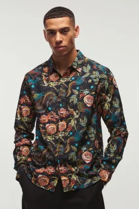 Dragon Print Long Sleeve Shirt