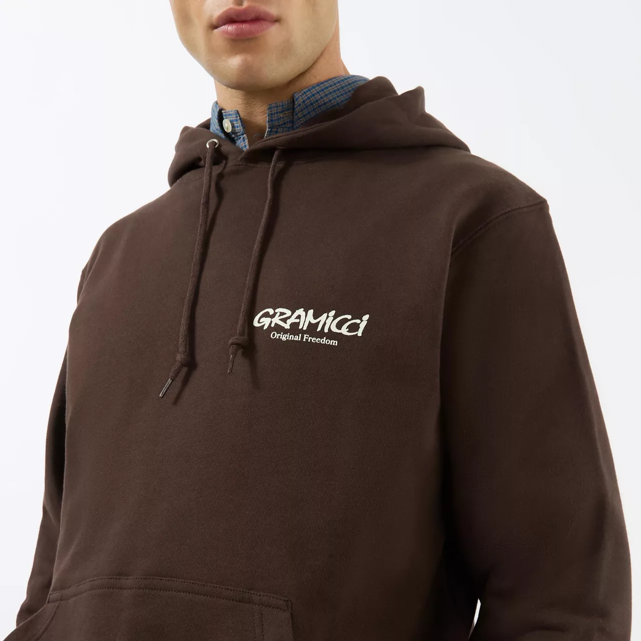 GRAMICCI Original Freedom Logo Drawstring Hoodie - Dark Brown