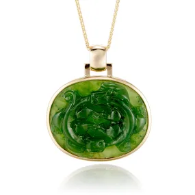 Green Nephrite Jade Water Dragon Pendant