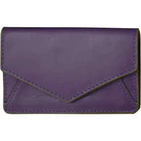 ili New York Envelope Business Card Case Purple/Green Moss Leather