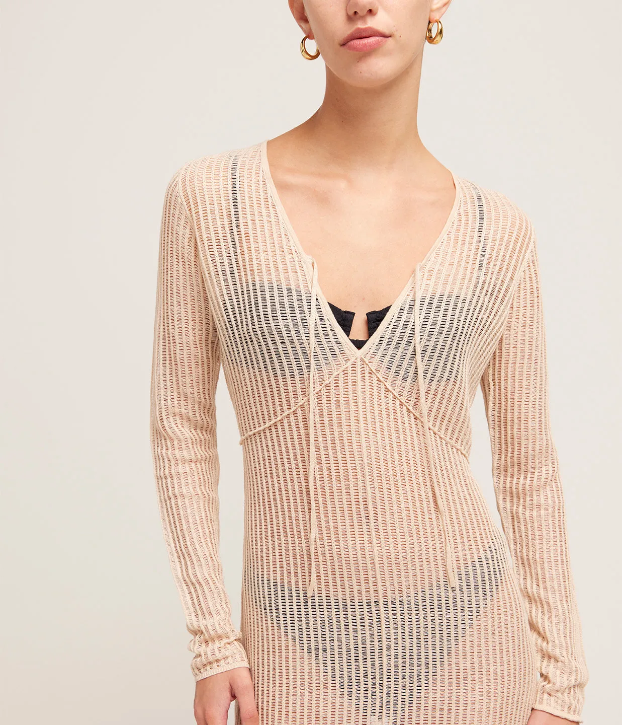 Lattice Knit Dress in Husk