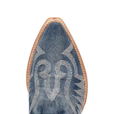 new!Dan Post Womens Denim Darlin' Flat Heel Cowboy Boots