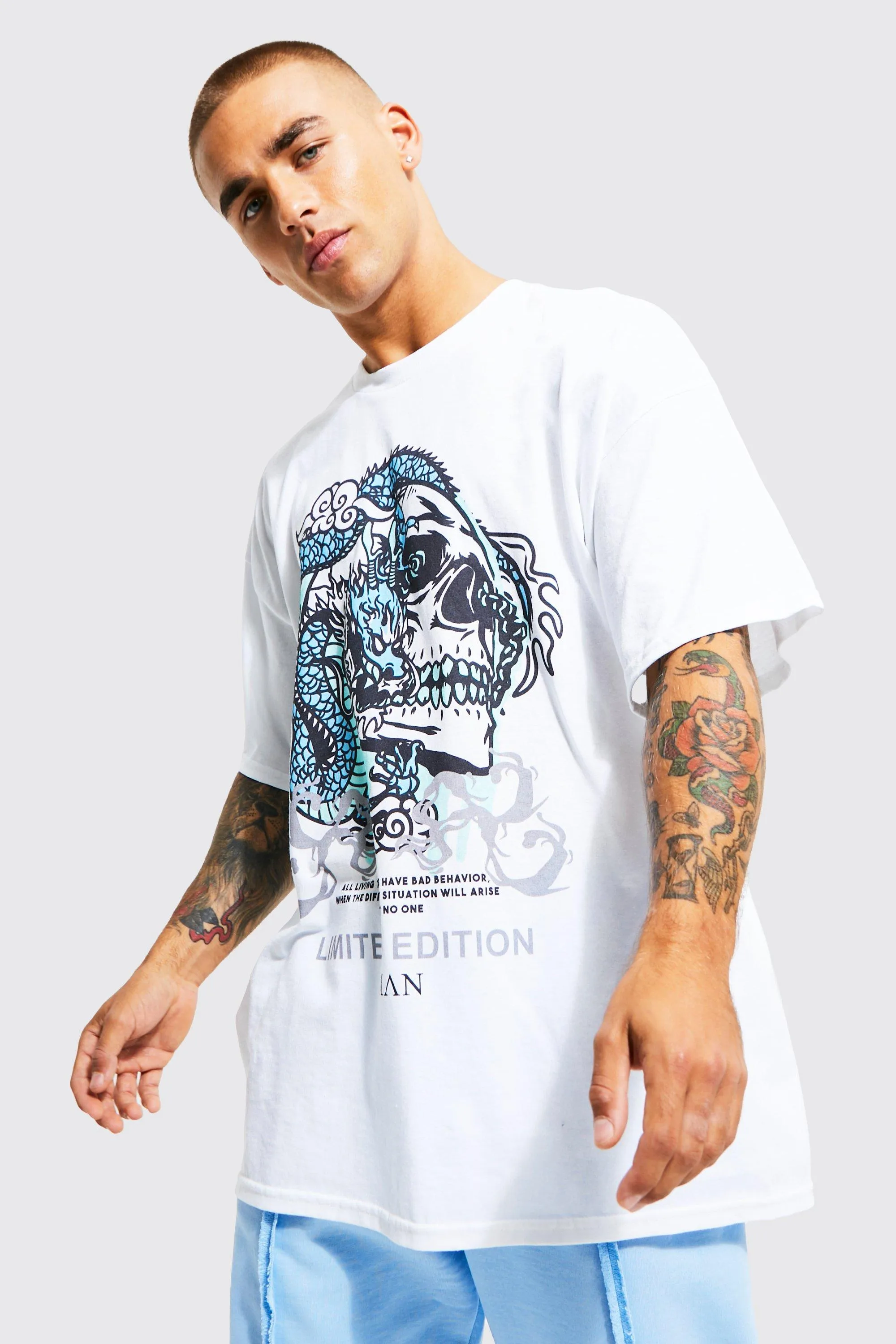 Oversized Skull And Dragon T-shirt