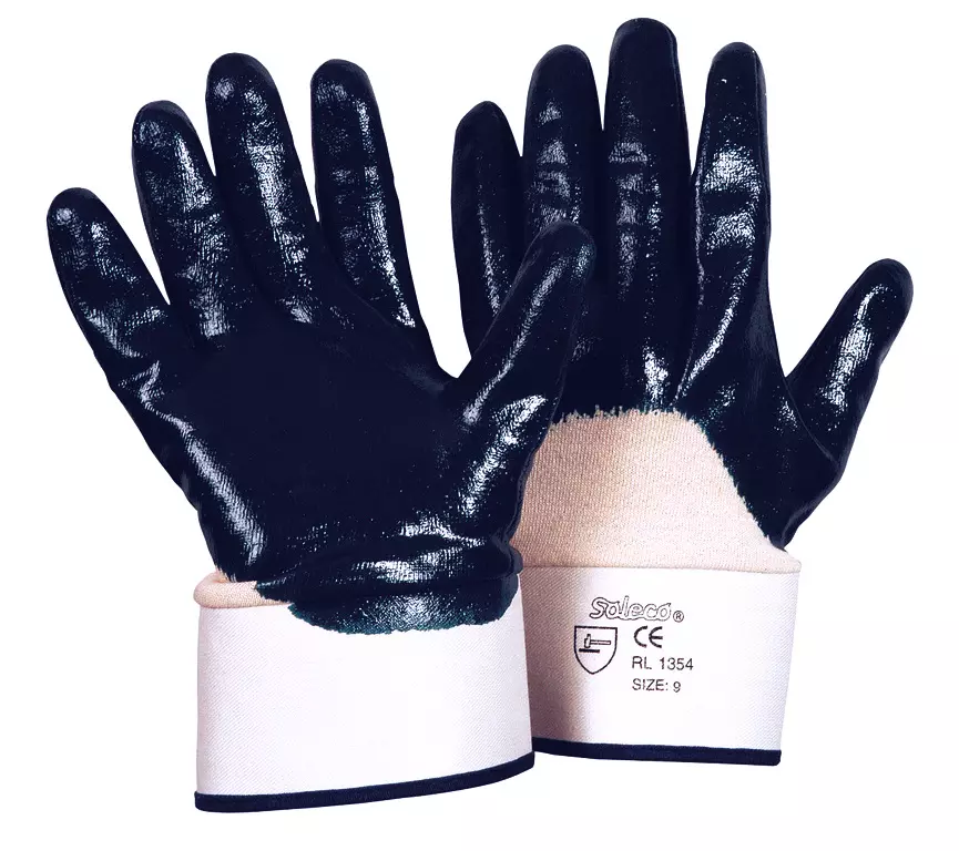 Richard Leipold Soleco Nitrile Glove Blue Safety Cuff Partially Coated CE CAT 2