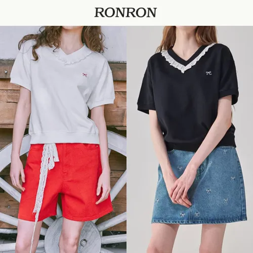 RONRON  |Street Style Short Sleeves Logo Hoodies & Sweatshirts