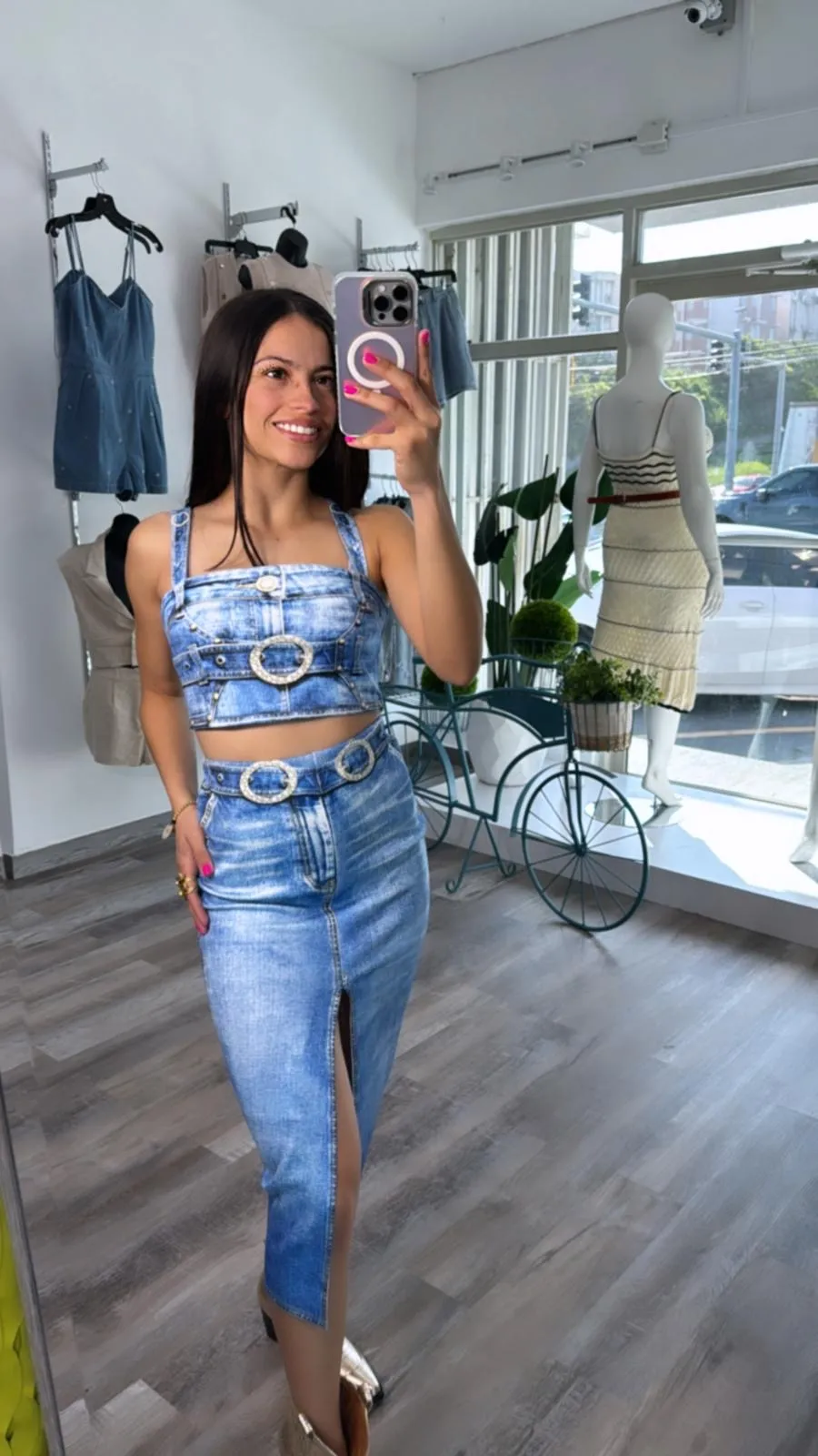 Satin Denim Set