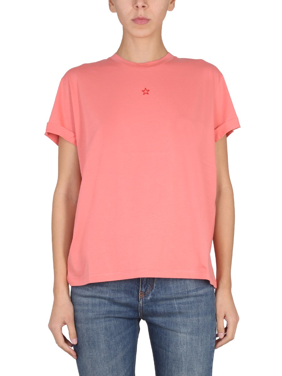 STELLA McCARTNEY      T-SHIRT IN JERSEY DI COTONE CON RICAMO LOGO 