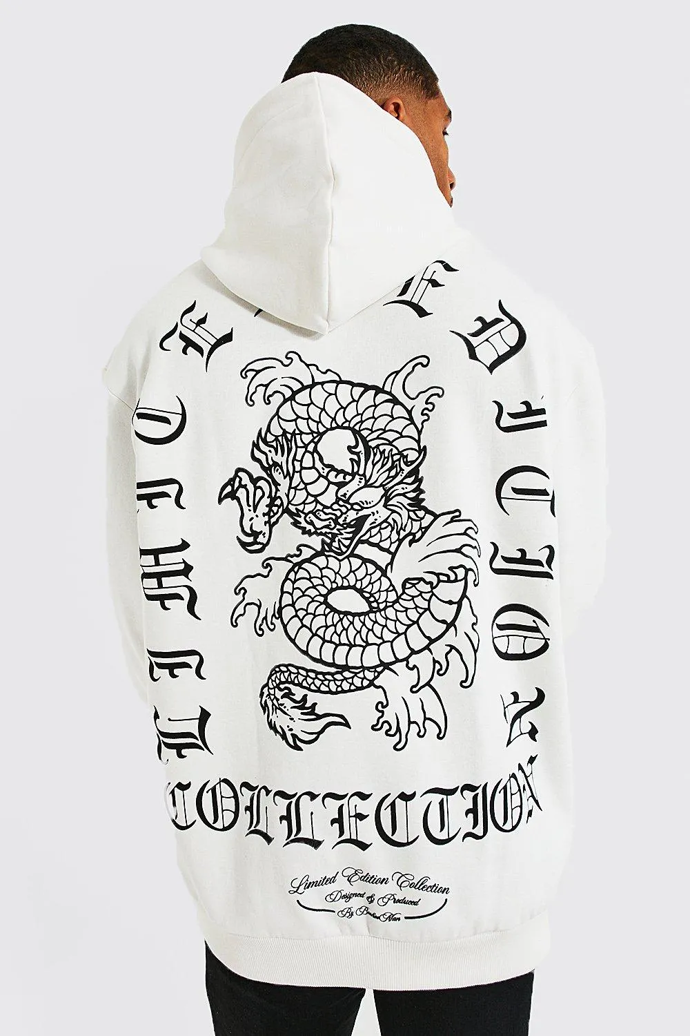 Tall Oversized Dragon Print Hoodie